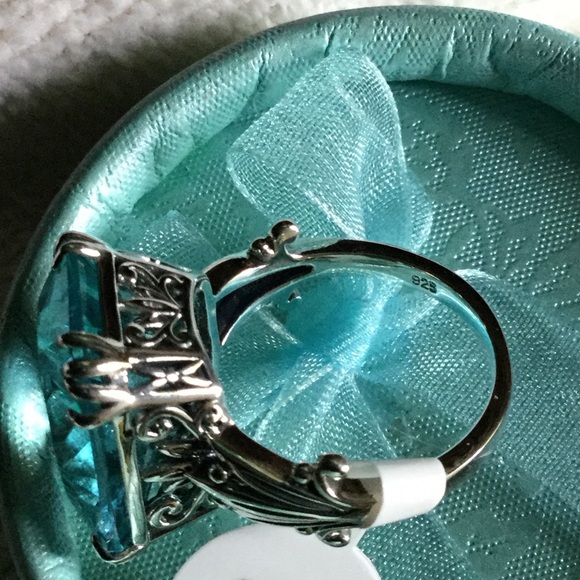 925 Sterling Silver Huge Gemstone Aquamarine Antique Style - Picture 10 of 12
